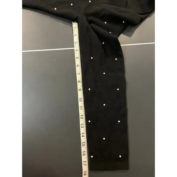 Jones New York Women's XL Black V-Neck Sweater Pearl Embellishments Wool Blend - Picture 6 of 6